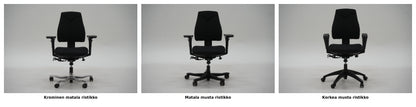 Kinnarps 6000 -työtuoli matalalla selkänojalla, uudelleenverhoiltu, valitse käsinojat, jalusta &  väri