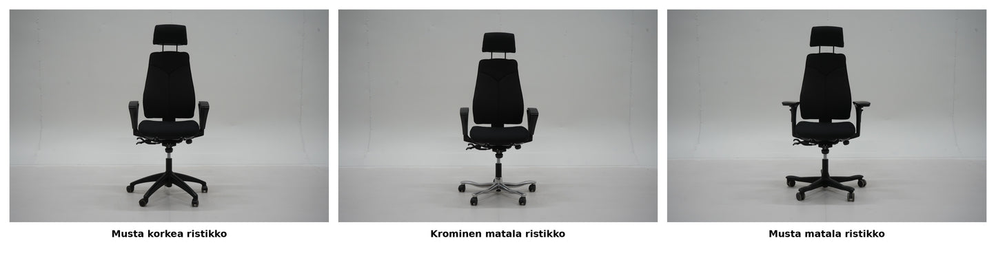 Uudelleenverhoiltu  Kinnarps 6000 niskatuella, valitse käsinojat, valitse väri