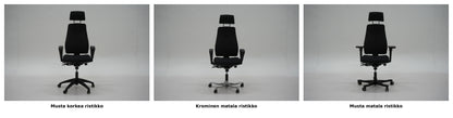 Uudelleenverhoiltu  Kinnarps 6000 niskatuella, valitse käsinojat, valitse väri