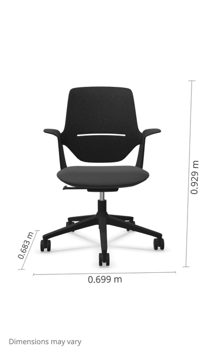 Profim Trillo Pro 20ST tuoli, käsinojat, istuinverhoilu, musta runko - Suomen Kalustekeskus